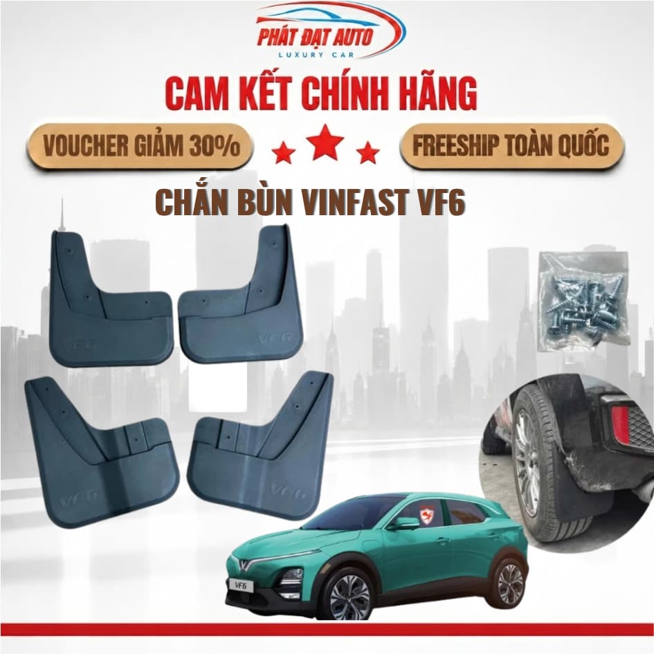 Chắn Bùn VinFast VF6 (B-Factory), Ốp Chắn Bùn Xe VF6 Nhựa PP Siêu Bền Bản Rộng