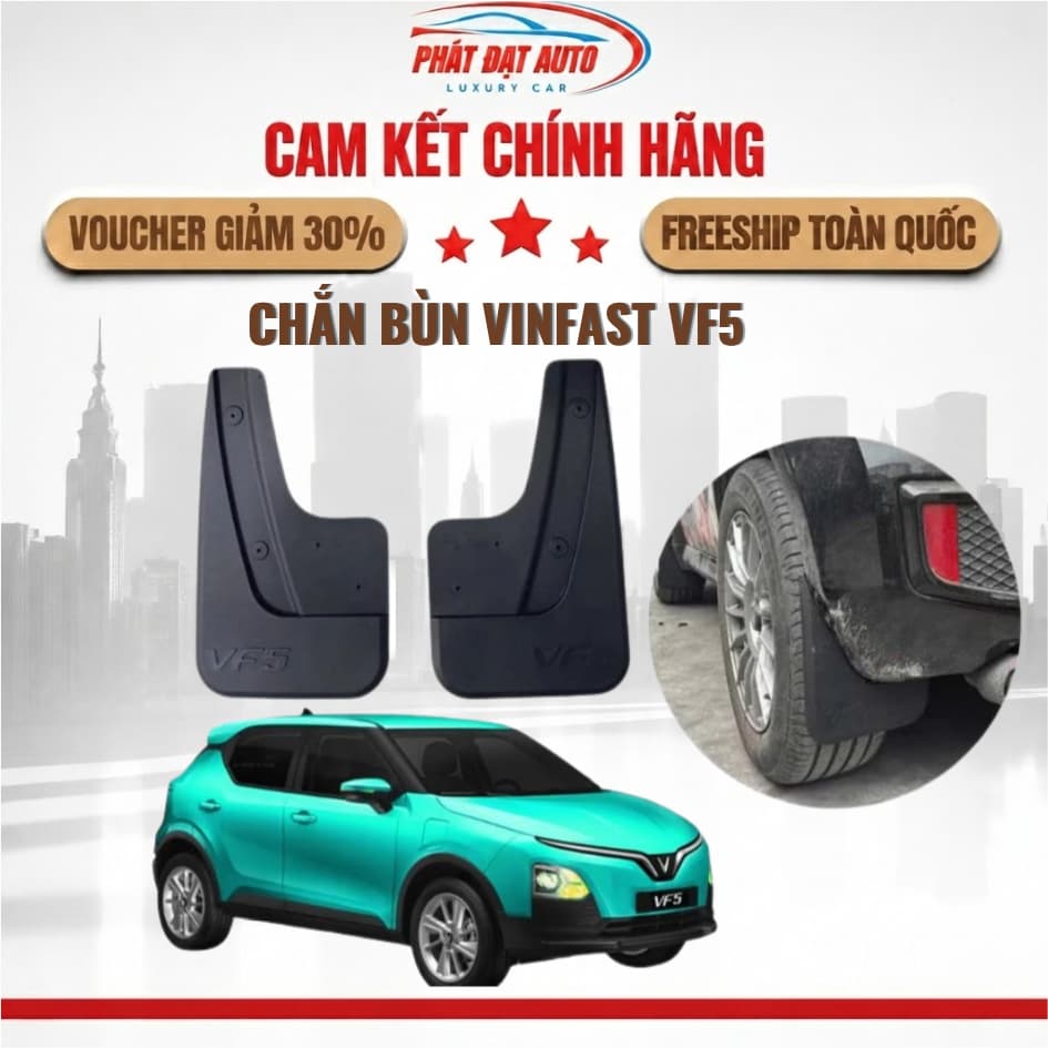 Chắn Bùn VinFast VF5 Nhựa Dẻo Cao Cấp, Ốp Chắn Bùn Bánh Xe VF5 (Bộ 4 Miếng Kèm Ốc Vít) Có Ship Hỏa Tốc