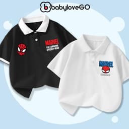Áo polo bé trai BabyloveGO áo siêu nhân cổ bẻ cho bé chất liệu mềm mịn thoáng mát 1