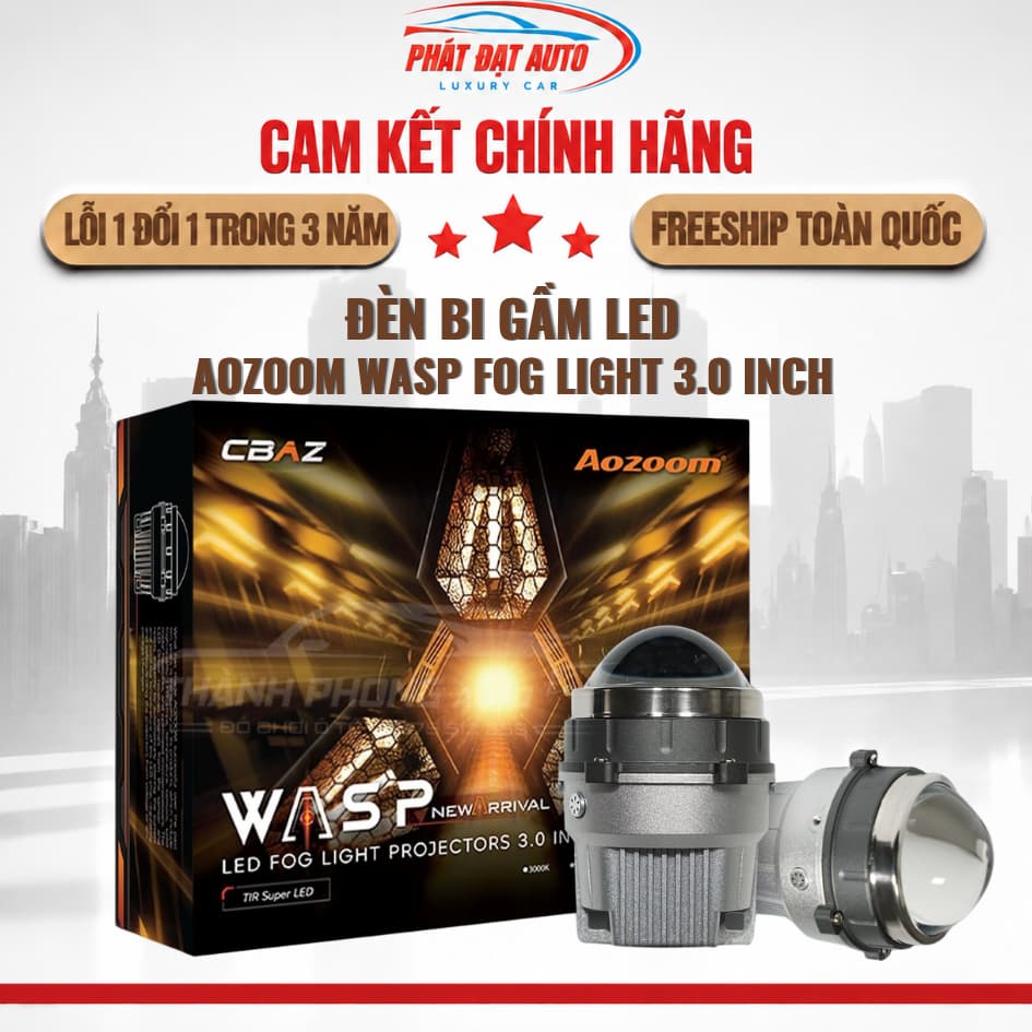 Bi Gầm LED Aozoom Wasp Fog Light 3.0 inch - Chip TIR Super LED, nhiệt màu 3000K/4500K chống nước IP68