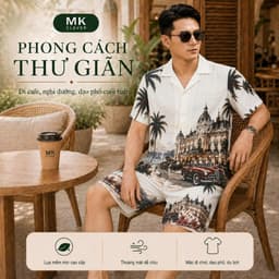 Set Bộ lụa Nam Monte Riviera MKCLEVER chất lụa mịn mát, co giãn tốt, form dáng thoải mái, trẻ trung 7