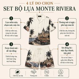 Set Bộ lụa Nam Monte Riviera MKCLEVER chất lụa mịn mát, co giãn tốt, form dáng thoải mái, trẻ trung 3