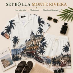 Set Bộ lụa Nam Monte Riviera MKCLEVER chất lụa mịn mát, co giãn tốt, form dáng thoải mái, trẻ trung 6