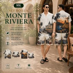 Set Bộ lụa Nam Monte Riviera MKCLEVER chất lụa mịn mát, co giãn tốt, form dáng thoải mái, trẻ trung 1