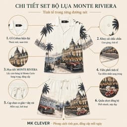 Set Bộ lụa Nam Monte Riviera MKCLEVER chất lụa mịn mát, co giãn tốt, form dáng thoải mái, trẻ trung 4