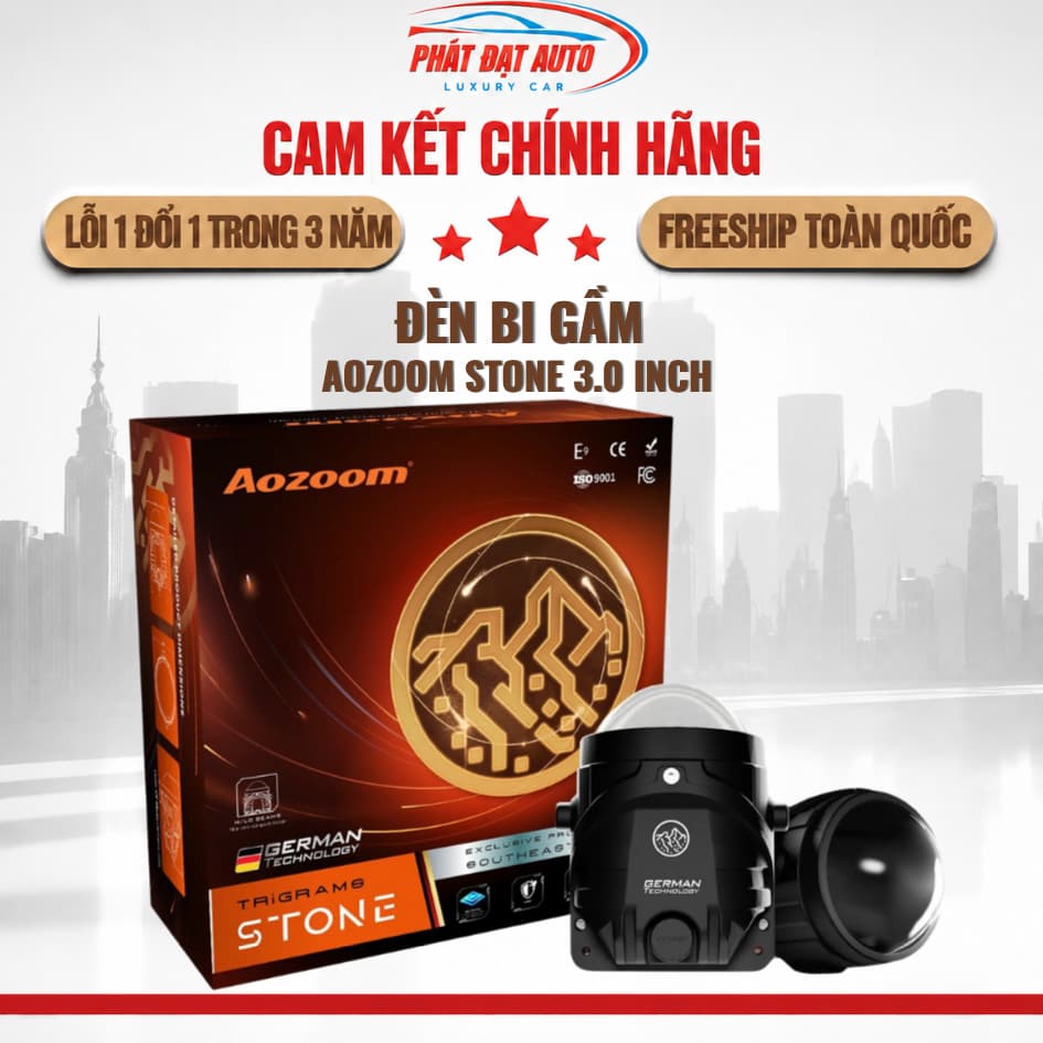 Đèn Bi Gầm Aozoom Stone 3.0 inch, ánh sáng tự nhiên, vùng sáng dày và nét, hàng chuẩn loại 1
