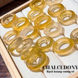 Nhẫn Chalcedony Bạch Hoàng Kim Size 16-17mm sdep xịn xò 1