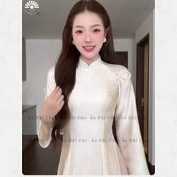 Áo dài TƯỜNG VY , áo dài truyền thống cách điệu đính nơ nhẹ nhàng, phù hợp đi dạy, đi chơi, chất liệu mềm mướt - Áo Dài 6