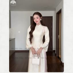 Áo dài TƯỜNG VY , áo dài truyền thống cách điệu đính nơ nhẹ nhàng, phù hợp đi dạy, đi chơi, chất liệu mềm mướt - Áo Dài 7
