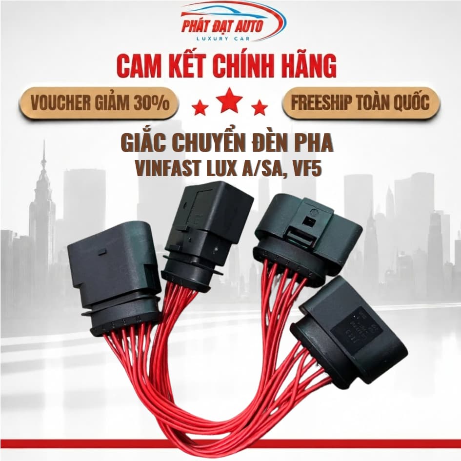 Giắc chuyển đèn pha Vinfast Lux A/SA, VF5, VFe34 - Cắm zin, độ đèn giữ zin nguồn chính