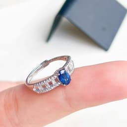 Nhẫn Khung Bac S925 Đính Viên Ru By Xanh Siêu VIP Hàng Kiểm Định 2