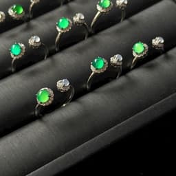 Nhẫn Khung Bac S925 Đính Viên Lục đế + Nguyệt Quang Siêu VIP 4