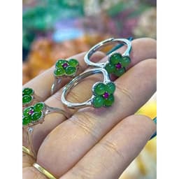 Nhẫn Khung Bac S925 Đính Hoa Ngoc Bích Tnhien Free Size Sviđ 1