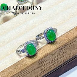 Nhẫn Khung Bac S925 Đính Viên Chalcedony Lục Đế SVIPPOR 2