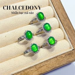 Nhẫn Khung Bac S925 Đính Viên Chalcedony Lục Đế SVIPPOR 3