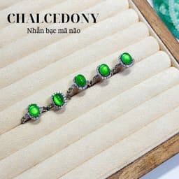 Nhẫn Khung Bac S925 Đính Viên Chalcedony Lục Đế SVIPPOR 4
