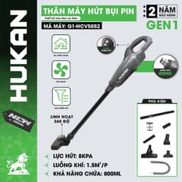 Máy Hút Bụi Cầm Tay Dùng Pin HUKAN GG1-HCV5052, Lưu lượng hút 8.0 KPA, Hộp chứa 800ml - BH 24T 1