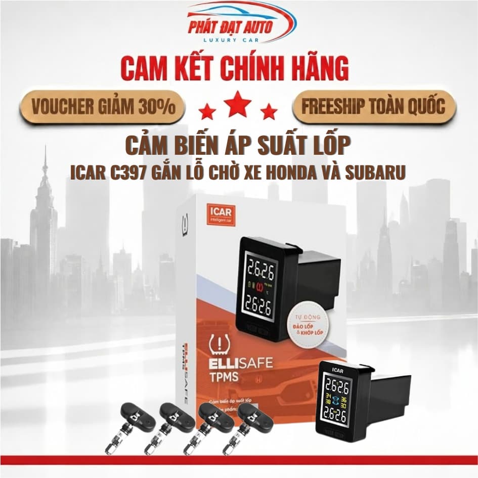 Cảm biến áp suất lốp iCar C397 gắn lỗ chờ xe Honda và Subaru - LuxuryCars