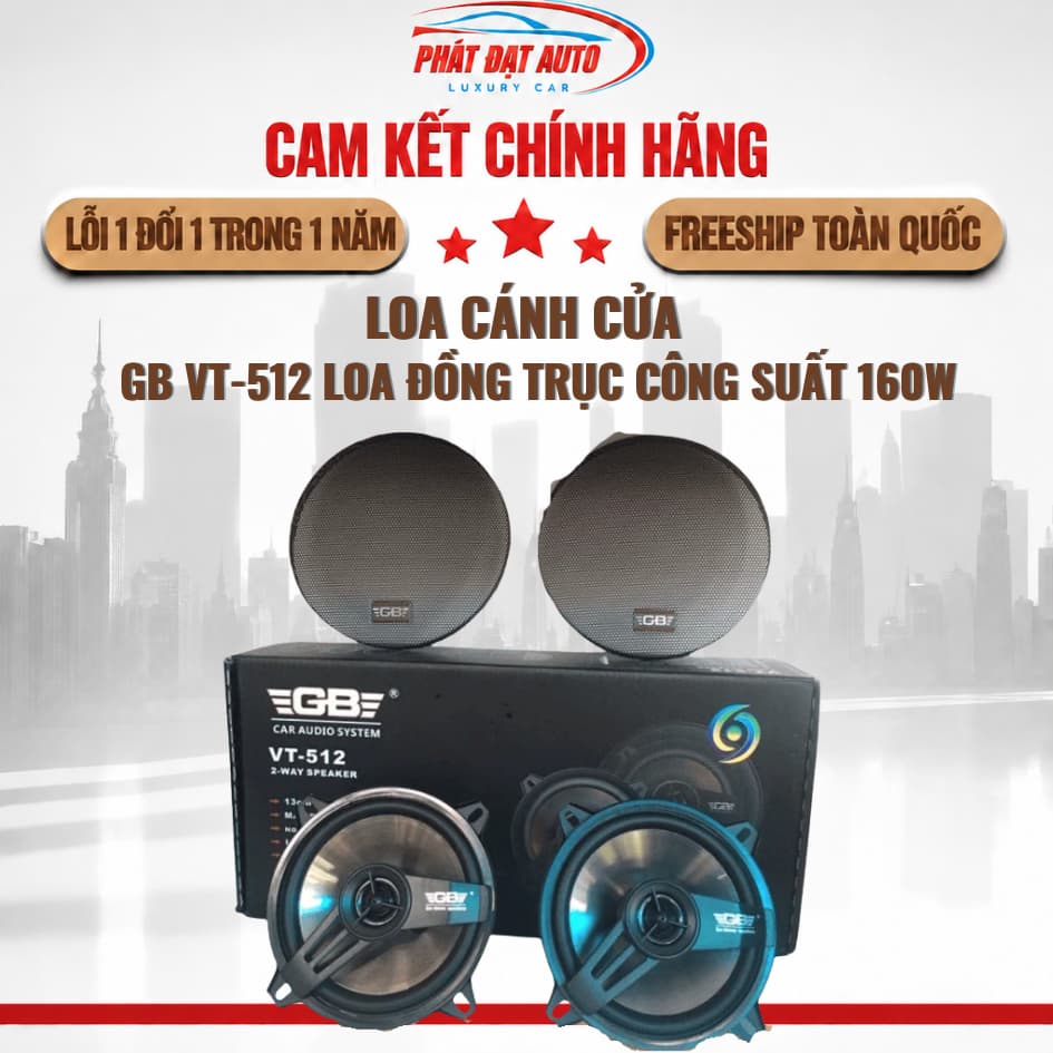Loa cánh cửa 13cm 5inch GB VT-512 - loa đồng trục công suất 160W cho ô tô - LuxuryCars