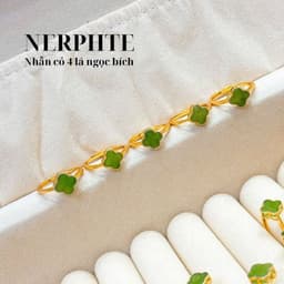 Nhẫn Khung Bac S925 Si Vàg Đính Cỏ 4 Lá Ngoc Bich Tnhien Sdep mê mê 5