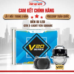 Bi Led GTR X-Light V20 Square (Lens Vuông) tăng sáng o tô xe máy Cos 55W Pha 65W nhiệt màu 5500K lỗi 1 đổi 1 trong 2 năm 1