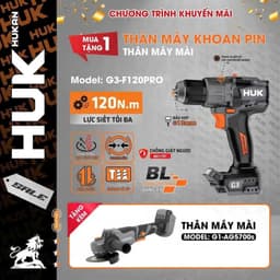 Máy khoan pin 3 chức năng HUKAN G3-F120PRO, Lực siết 120Nm, Có Anti_kickback - Tạo xung - Phanh mềm 7
