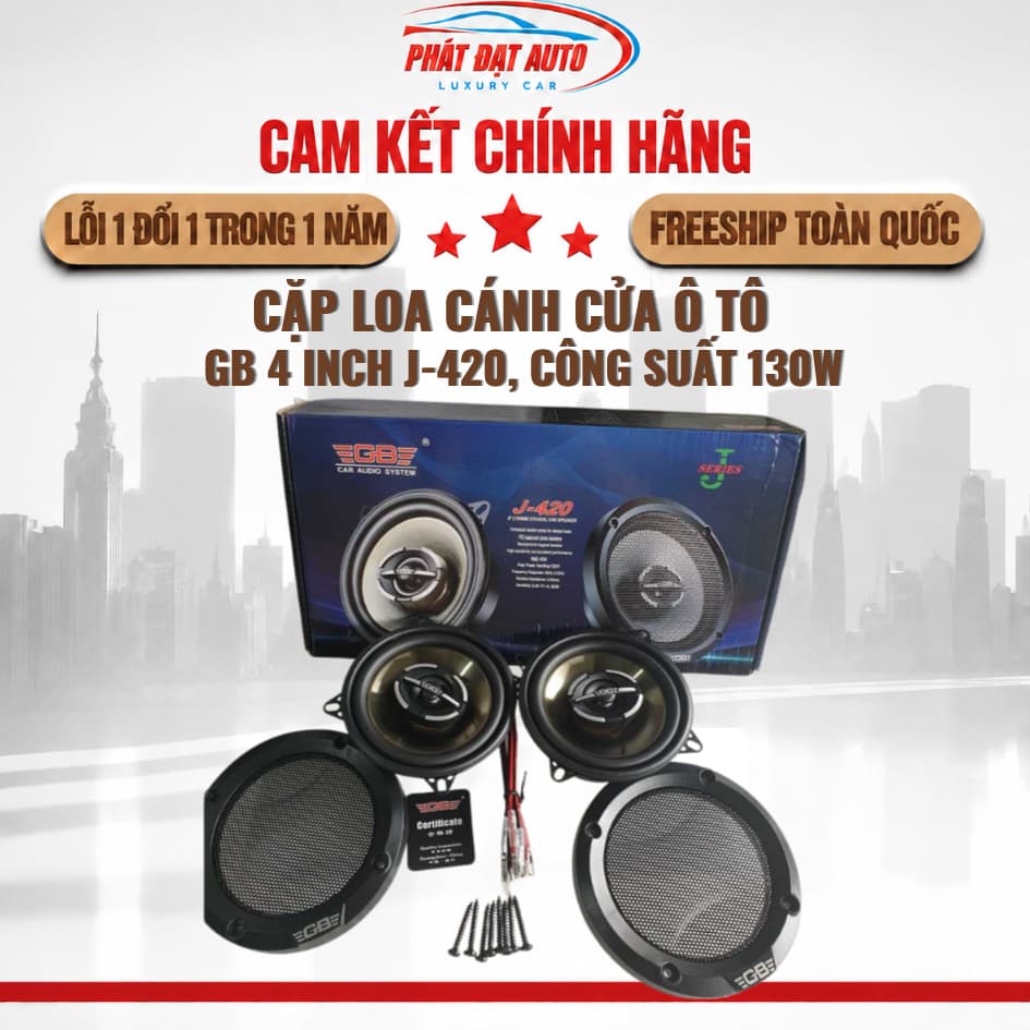 Cặp loa cánh cửa ô tô GB 4 inch J-420, công suất 130W, âm thanh sống động - nâng cấp âm thanh xe hơi