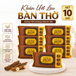 Set 10 Gói Khăn Ướt Lau Bàn Thờ Thiên Phúc 30 Tờ/Gói - Khăn Lau Bàn Thờ Hương Trầm, Lau Bàn Thờ Sạch Bóng 1