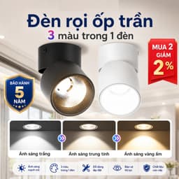 Đèn bơ ốp trần gập xoay 10w 3 chế độ/ màu hoàng hôn (vỏ trắng/ Đen). LMS 1