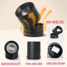 Đèn bơ ốp trần gập xoay 10w 3 chế độ/ màu hoàng hôn (vỏ trắng/ Đen). LMS 6