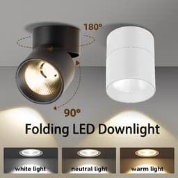 Đèn bơ ốp trần gập xoay 10w 3 chế độ/ màu hoàng hôn (vỏ trắng/ Đen). LMS 2