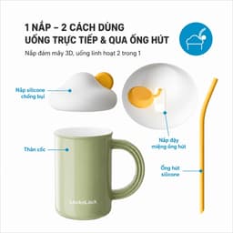 Ly sứ LocknLock có quai và nắp, dung tích 420ml SLB019GRN, hàng chính hãng - JoyMall 3