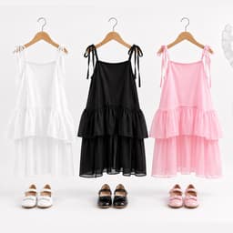Váy bé gái đi biển, đi chơi S.A.MKIDS sát nách dây  nơ 3 màu sắc công chúa xinh đẹp cho bé chất liệu tơ ánh kim 8-28KG 5