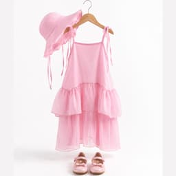 Váy bé gái đi biển, đi chơi S.A.MKIDS sát nách dây  nơ 3 màu sắc công chúa xinh đẹp cho bé chất liệu tơ ánh kim 8-28KG 7