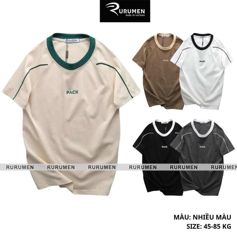 Áo Thun Nam Cổ Tròn - Áo Nam In Chữ Pack Phối Màu Trẻ Trung Năng Động (Size Từ M Đến XXL) - Rurumen