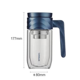 Bình đựng nước thủy tinh 2 lớp LocknLock cao cấp dung tích 350ml có lõi lọc trà LLG925BLU, Hàng Chính Hãng - JoyMall 2