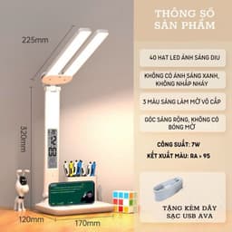 Đèn Học Led Để Bàn Làm Việc Thiết Kế Sáng Tạo Với 2 Thanh Led Rời, Cảm Ứng , Chống Cận Thị 5