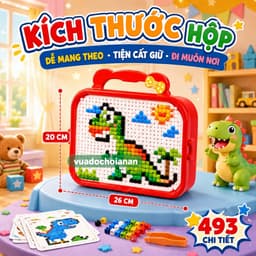 Đồ chơi xếp hình sáng tạo đinh nấm 3D 493pcs kèm hộp đựng bé phát triển tư duy ghép hình montessori tăng tính sáng tạo 5