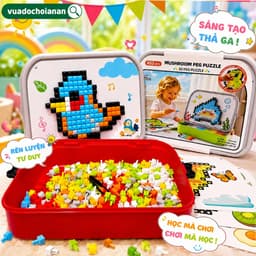 Đồ chơi xếp hình sáng tạo đinh nấm 3D 493pcs kèm hộp đựng bé phát triển tư duy ghép hình montessori tăng tính sáng tạo 6