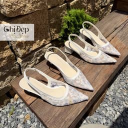 Giày cao gót ren hoa nhí đi tiệc, Giày ren hoa cô dâu 1-5-7-9p Chị Đẹp Store mã U153 3
