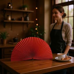 Quạt giấy đỏ gấp sẵn, quạt giấy đỏ kích thước xoè 60cm, xoè 1m2 8