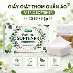 Giấy Xả Vải Dạng Tờ Hộp 40 Tờ FABRIC SOFTENER - Thơm, Mềm Phẳng Quần Áo, Dùng Cho Máy Giặt Và Sấy 1
