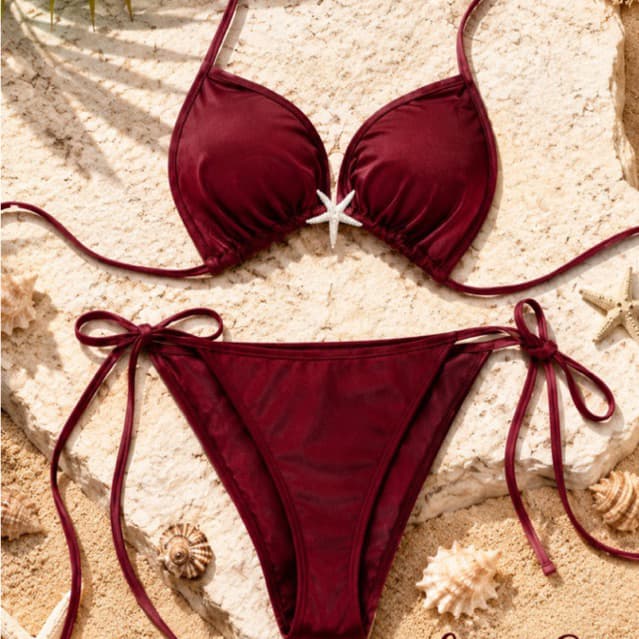 tặng sao biển set bikini 2 mảnh BASIC ĐƠN GIẢN CHO NỮ ĐI BIỂN BIGSIZE 85kg