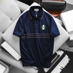 Áo thun nam có cổ hàng xuất xịn full hộp cao cấp, áo nam polo vải cá sấu gai logo thêu huy hiệu cao cấp - DILANO 3
