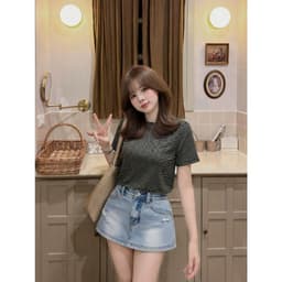 Chân Váy Jean Ngắn Có Quần Trong CHEZI HOUSE Dài 33cm Phối Rách Nhẹ Tôn Dáng Trẻ Trung #8661-8667 2