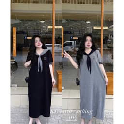 <Đầm Bầu Quynhanhhouse> (QC) #017 Len mtg thuỷ thủ nơ e về 2 màu ạ freesize tới 80kg 1