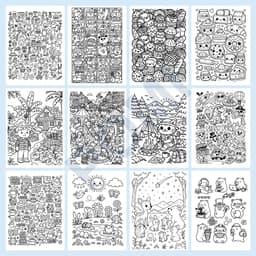 Set 50 Tờ Tranh Line Art Đồ Nét Tô Màu Phù Hợp Trẻ Em - Người Lớn Giải Trí Giảm Stress - POMI 6