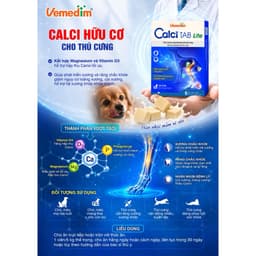 Viên nhai Canxi mềm vị sữa dễ ăn cho chó mèo giúp xương chắc, răng khỏe, bổ sung canxi thiếu hụt Calci Tab Lite Vimedim 2