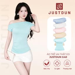 Áo Trễ Vai Nữ Thắt Eo Tôn Dáng Basic JUSTDUN Lệch Vai Tiểu Thư - G40 1
