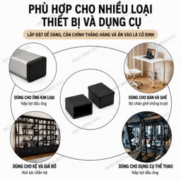 [Combo 5 Cái] Chân Đế Nhựa Bịt Đầu Bảo Vệ Chân Bàn, Ghế - Nắp Chụp Ống Hộp Thép, Inox 6